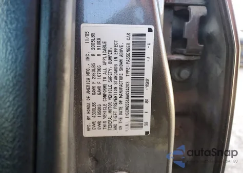 2006 Honda Accord Ex from USA, damaged, VIN 1HGCM65546A024203